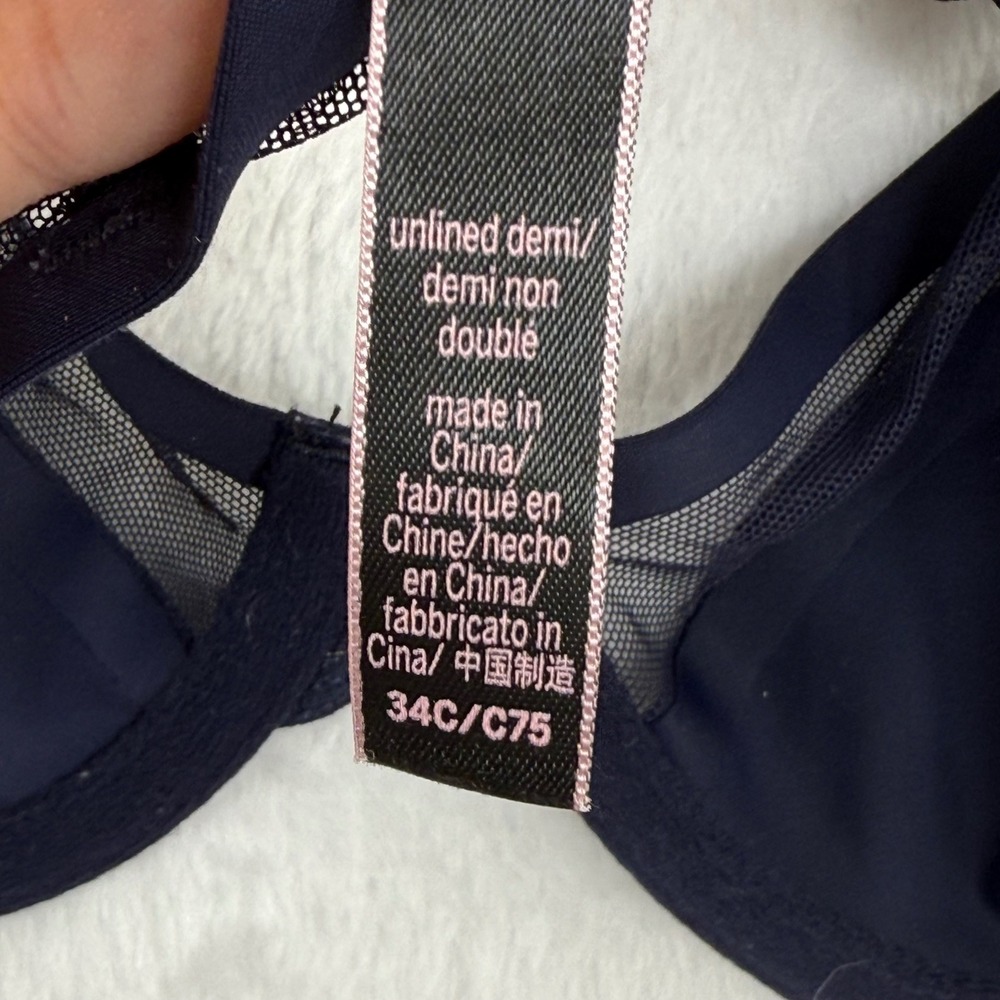 Victoria's Secret Unlined Demi Bra Navy Blue Mesh… - image 6